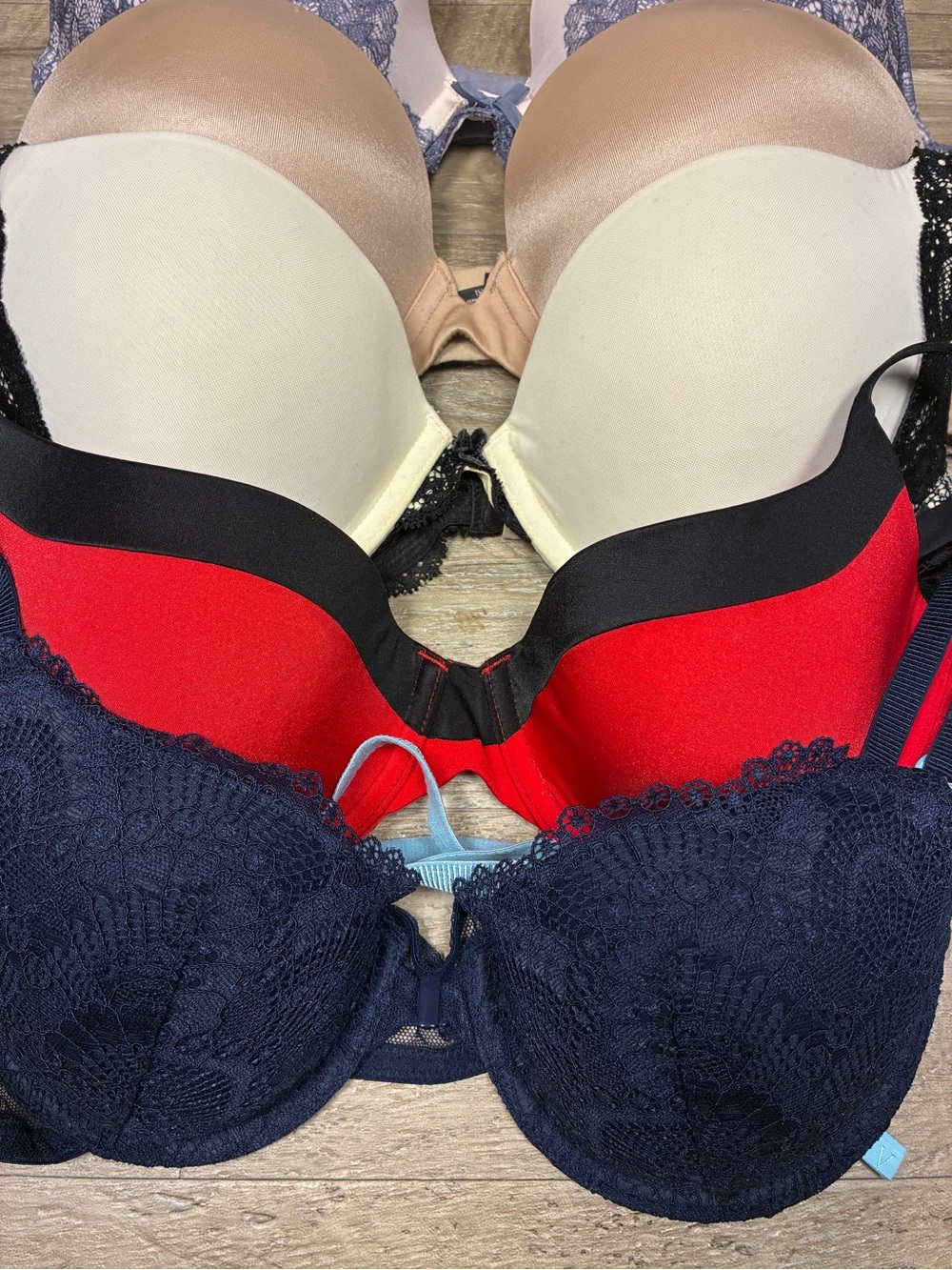 Victoria Secret Bundle 5 Bras Lined Demi Strapless Push Up Lace Satin - Picture 2 of 13